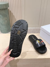 DIOR 26S SLIDE SANDALS IN BLACK MONOGRAM EMBROIDERED CANVAS