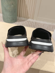 DIOR 26S DOUBLE STRAP SLIDE SANDALS IN BLACK MONOGRAM CANVAS