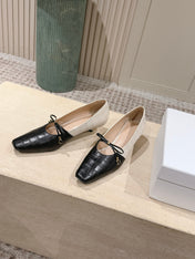 DIOR 26S MARY JANE 40MM IN BLACK AND WHITE CROCODILE EMBOSSED CALFSKIN KITTEN HEELS