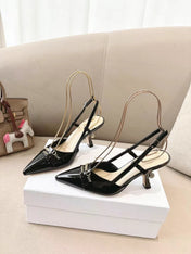 MY DD SLINGBACK PUMP 85MM IN BLACK CALFSKIN