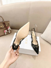 MY DD SLINGBACK PUMP 85MM IN BLACK CALFSKIN