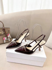 MY DD SLINGBACK PUMP 85MM IN BURGUNDY RED CALFSKIN