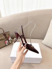 MY DD SLINGBACK PUMP 85MM IN BURGUNDY RED CALFSKIN