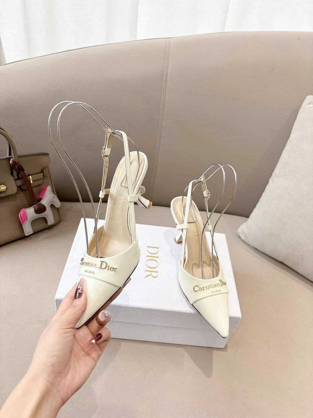 MY DD SLINGBACK PUMP 85MM IN WHITE CALFSKIN