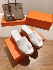 HM 25S HIGH WEDGE SANDALS IN WHITE LAMBSKIN STYLE 34