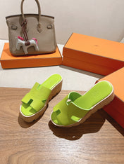 HM 25S HIGH WEDGE SANDALS IN SPRING GREEN LAMBSKIN STYLE 22