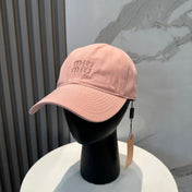 MM BASEBALL CAP IN PEACHY PINK FABRIC BRAND EMBROIDERY