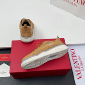 VALENTINO 25S RUNBOOT SNEAKERS IN BROWN SUEDE AND LAMBSKIN