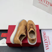 VALENTINO 25S RUNBOOT SNEAKERS IN BROWN SUEDE AND LAMBSKIN