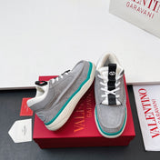 VALENTINO 25S RUNBOOT SNEAKERS IN GREY MIX TEAL BLUE LAMBSKIN