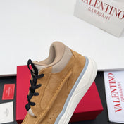 VALENTINO 25S RUNBOOT SNEAKERS IN BROWN MIX BLACK LAMBSKIN