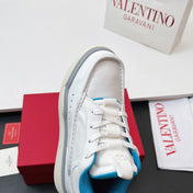 VALENTINO 25S RUNBOOT SNEAKERS IN WHITE MIX BLUE LAMBSKIN