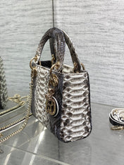 MINI 17 LADY BAG IN WHITE MIX BLACK SNAKESKIN PATTERN LAMBSKIN