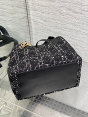 MINI 23 TOUJOURS BAG IN BLACK MIX WHITE CANNAGE TWEED WITH GOLD HARDWARE