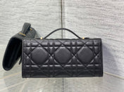 MISS CARO TOP HANDLE POUCH 24 IN BLACK MACROCANNAGE LAMBSKIN