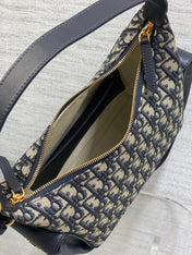 DIOR 25S MEDIUM D-DREAM BAG 24 IN BLUE DIOR OBLIQUE JACQUARD AND SMOOTH CALFSKIN