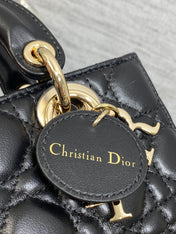 DIOR 25S MICRO LADY D-JOY 19 IN BLACK CALFSKIN GOLD HARDWRE