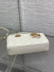 DIOR 25S MICRO LADY D-JOY 19 IN IVORY CALFSKIN GOLD HARDWRE