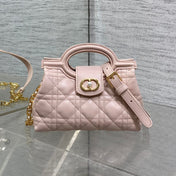 DIOR 25S JOLIE TOP HANDLE MINI BAG 18 IN BABY PINK CALFSKIN GOLD HARDWRE