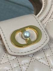 DIOR 25S JOLIE TOP HANDLE MINI BAG 18 IN BABY PINK CALFSKIN GOLD HARDWARE