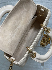 DIOR 25S MICRO LADY D-JOY 19 IN BEIGE CALFSKIN GOLD HARDWRE
