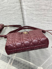 DIOR 26S ADIORABLE BUCKET BAG 20 IN BURGUNDY LAMBSKIN