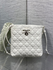 DIOR 26S ADIORABLE BUCKET BAG 20 IN WHITE LAMBSKIN
