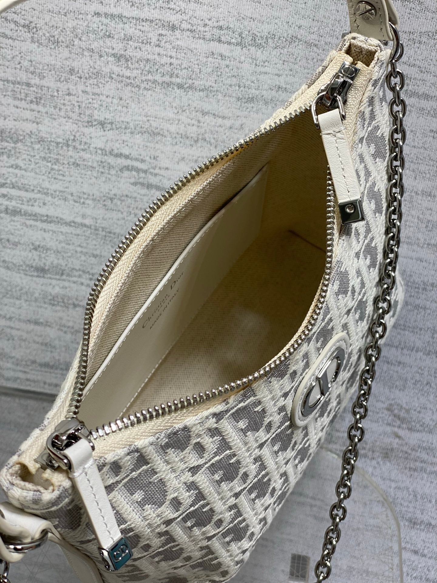 DIOR 26S MINI BAG 19 IN BEIGE OBLIQUE JACQUARD
