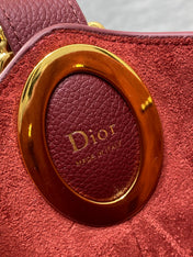 DIOR 26S MEDAILLON BUCKET BAG 26 IN DARK RED CALFSKIN