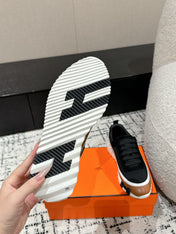 BOUNCING SNEAKER IN BRONZE BROWN CALFSKIN AND BLACK FABRIC