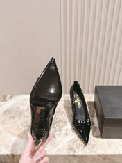 CC HIGH HEEL PUMPS 25S IN BLACK LAMBSKIN WITH BOW ATTACHED