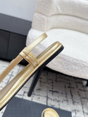 CHANEL 26S THONG SANDALS IN GOLD CALFSKIN WITH GOLD HARDWARE