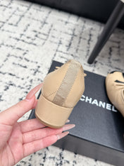 CHANEL 26S HIGH HEELS IN BEIGE LAMBSKIN WITH BOW