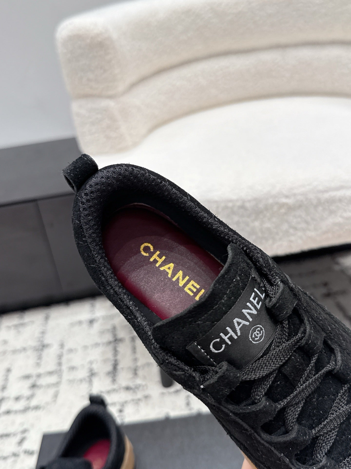 CHANEL 26S QUILTED SNEAKERS IN BLACK SUEDE