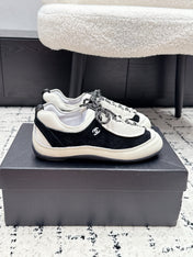 CHANEL 26S LACE-UP SNEAKERS IN WHITE SUEDE AND LAMBSKIN