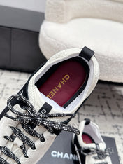 CHANEL 26S LACE-UP SNEAKERS IN WHITE SUEDE AND LAMBSKIN
