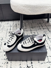 CHANEL 26S LACE-UP SNEAKERS IN WHITE AND BLACK SUEDE STYLE 2