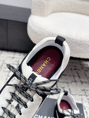 CHANEL 26S LACE-UP SNEAKERS IN WHITE AND BLACK SUEDE STYLE 2