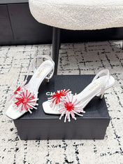 CHANEL 26S SLINGBACK SANDALS 75 MM IN WHITE PATENT CALFSKIN