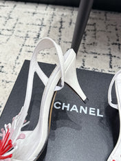 CHANEL 26S SLINGBACK SANDALS 75 MM IN WHITE PATENT CALFSKIN