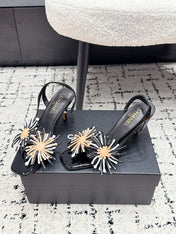 CHANEL 26S SLINGBACK SANDALS 75 MM IN BLACK PATENT CALFSKIN