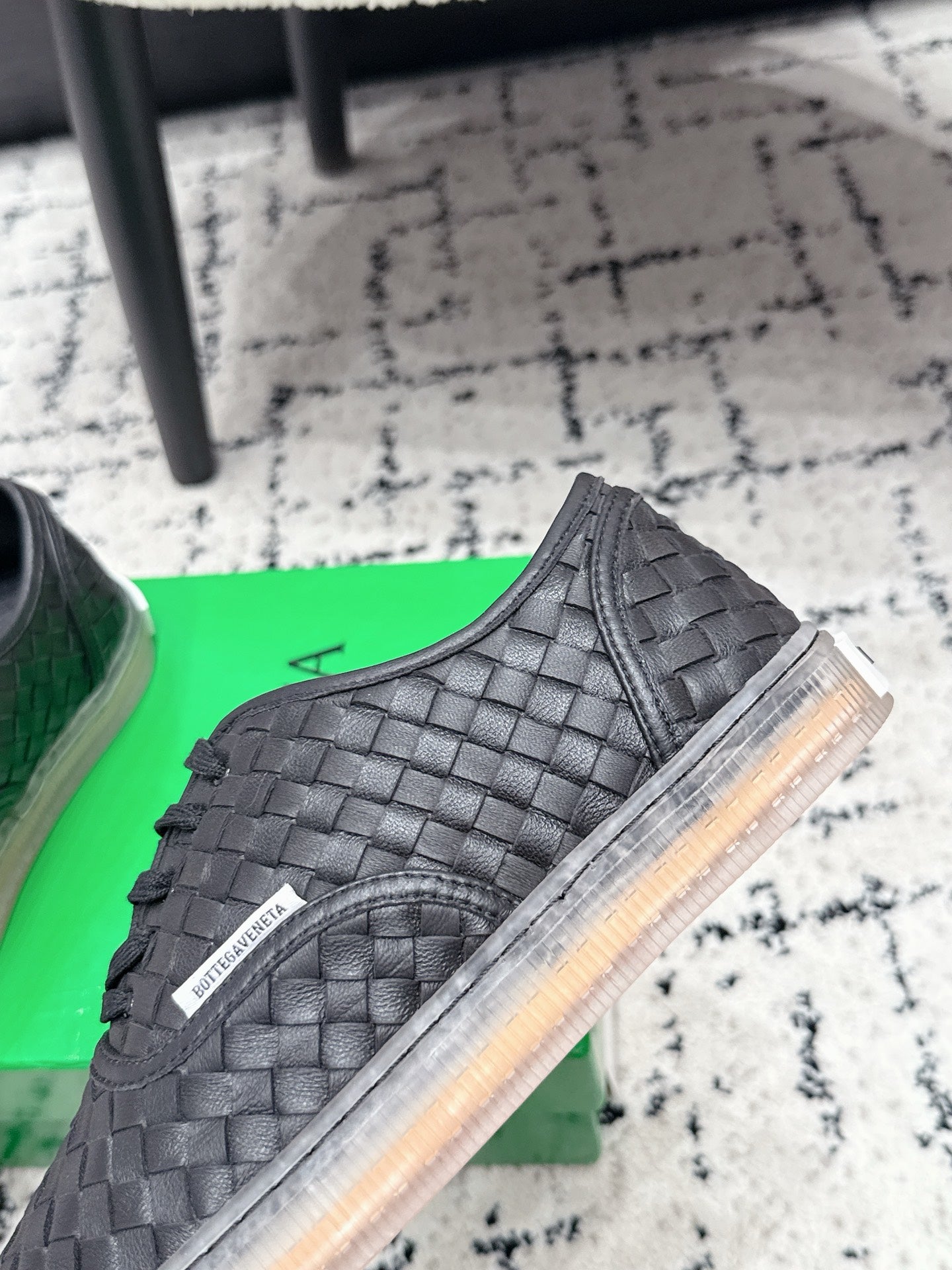 BOTTEGA VENETA 26S SNEAKERS IN BLACK WOVEN LAMBSKIN