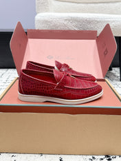 LP 26S SUMMER CHARMS WALK LOAFER IN DARK RED CROCODILE CALFSKIN GOLD HARDWARE