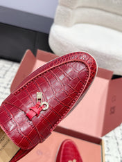 LP 26S SUMMER CHARMS WALK LOAFER IN DARK RED CROCODILE CALFSKIN GOLD HARDWARE