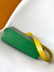 SHOPPER BAG 23 IN GREEN YELLOW CALFSKIN EMBROIDERED LOGO