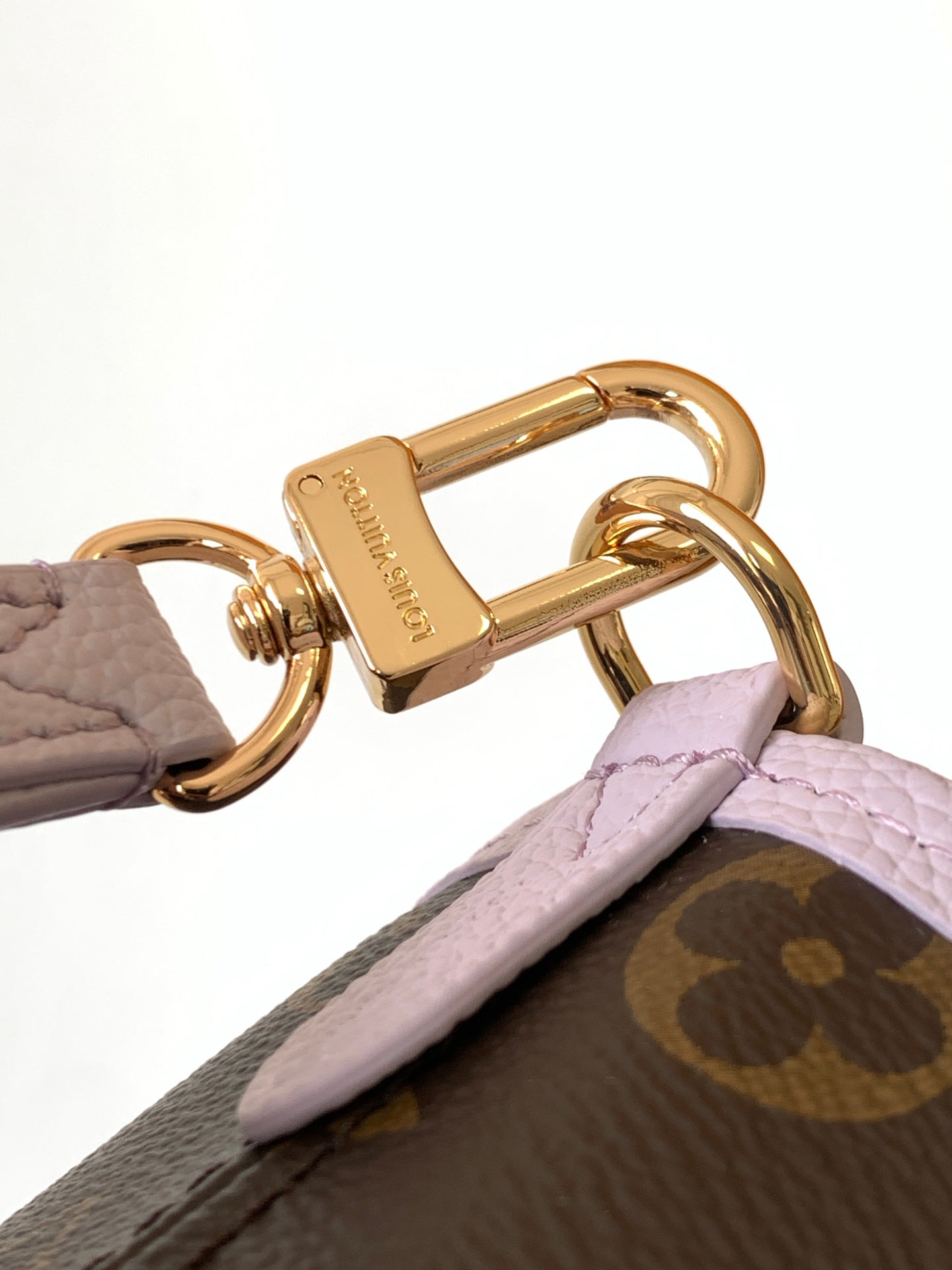 LV 25S NEVERFULL BANDOULIÈRE INSIDE OUT BB 24 IN LIGHT PURPLE AND BROWN CALFSKIN
