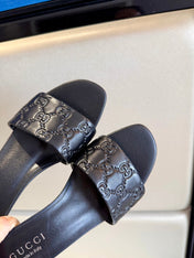 GUCCI 26S SLIDE SANDALS 55 MM IN BLACK CALFSKIN
