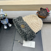 BEANIE HAT IN BEIGE WOOL AND FLEECE 399547