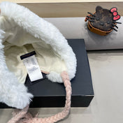 KNITTED BEANIE HAT IN LIGHT PINK WOOL WITH JAPANESE CAT EARS 421258