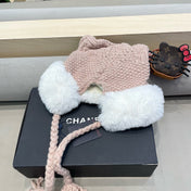 KNITTED BEANIE HAT IN LIGHT PINK WOOL WITH JAPANESE CAT EARS 421258